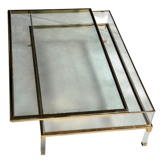 Hollywood Regency Coffee Table with Sliding Glass Top, 1970s For Sale