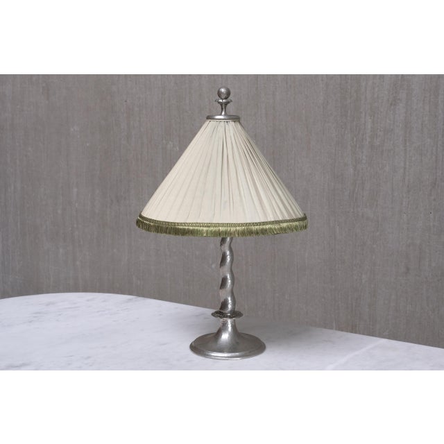 Textile Hammered Tin Model 6891 Table Lamp by Harald Notini, for Böhlmarks, Sweden, 1920s For Sale - Image 7 of 17