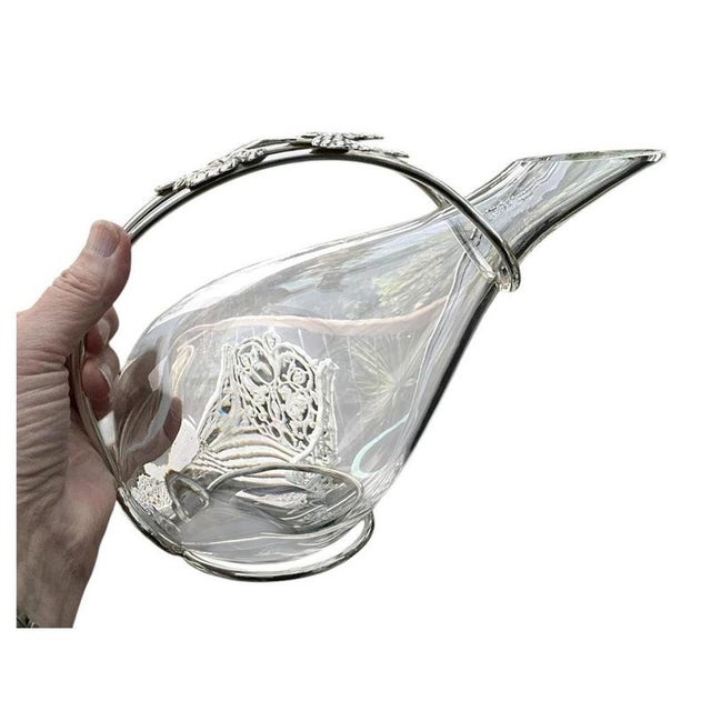 Italian Sterling Silver and Hand-Blown Crystal Duck Carafe by Macini Carlo, Florence, 1971 For Sale - Image 17 of 17