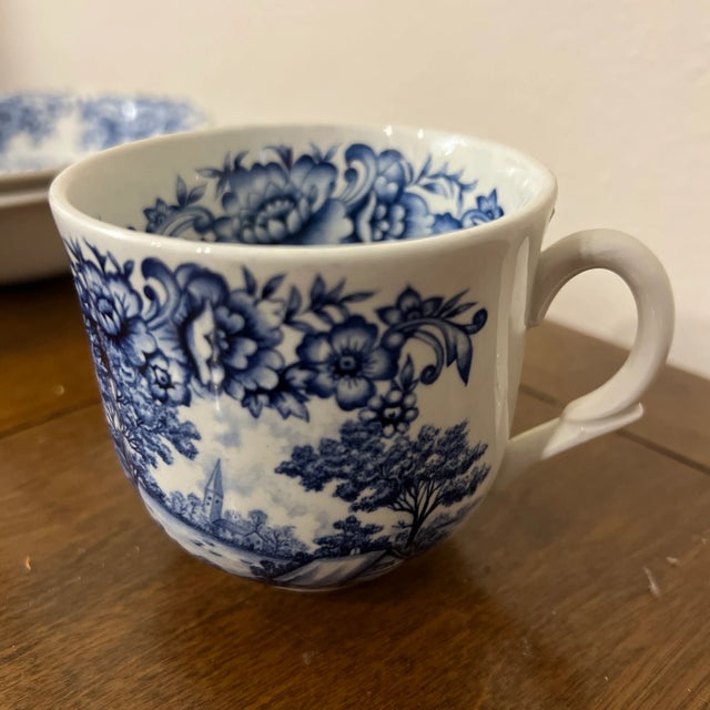 1980s Vintage Blue Country Scene by Myott Meakin Staffordshire Set- 10 Pieces For Sale - Image 10 of 12