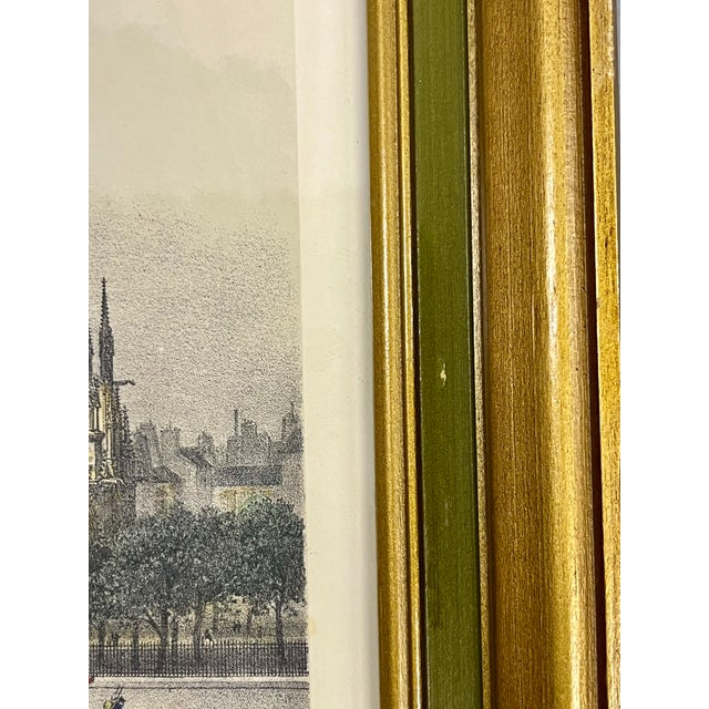 Wood Vintage Framed French Notre Dame Architectural Print For Sale - Image 7 of 13