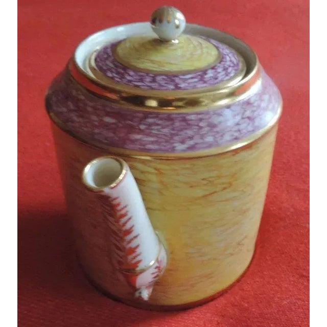 18th Century French Empire Chanou Old Paris Porcelain Imitate Stone Tea Pot For Sale - Image 4 of 10