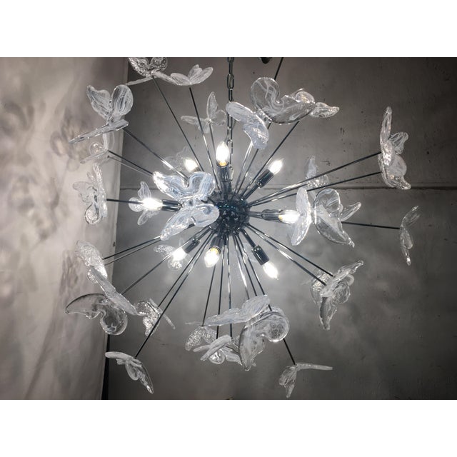 Contemporary Contemporary White Butterfly Murano Glass Sputnik Chandelier For Sale - Image 3 of 12