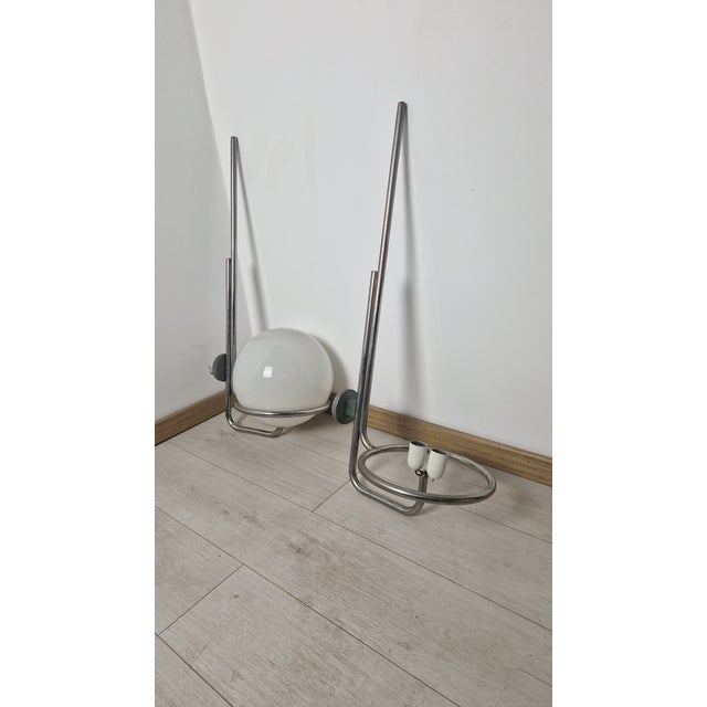 Silver Large Wall Lamps in Burnished Brass with Etched Glass Sphere, 19650s, Set of 2 For Sale - Image 8 of 12