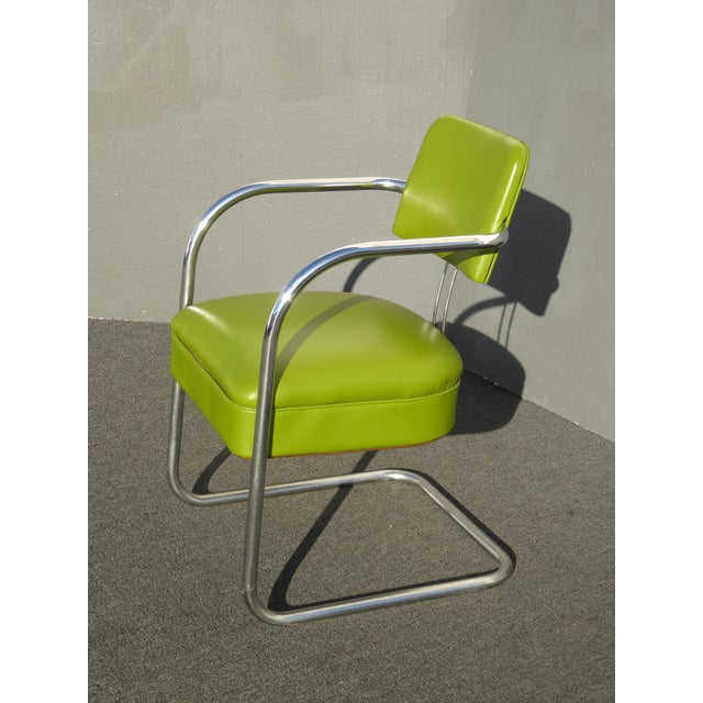 1950s Vintage Mid Century Modern Lime Green Chrome Accent Chairs A Pair Chairish