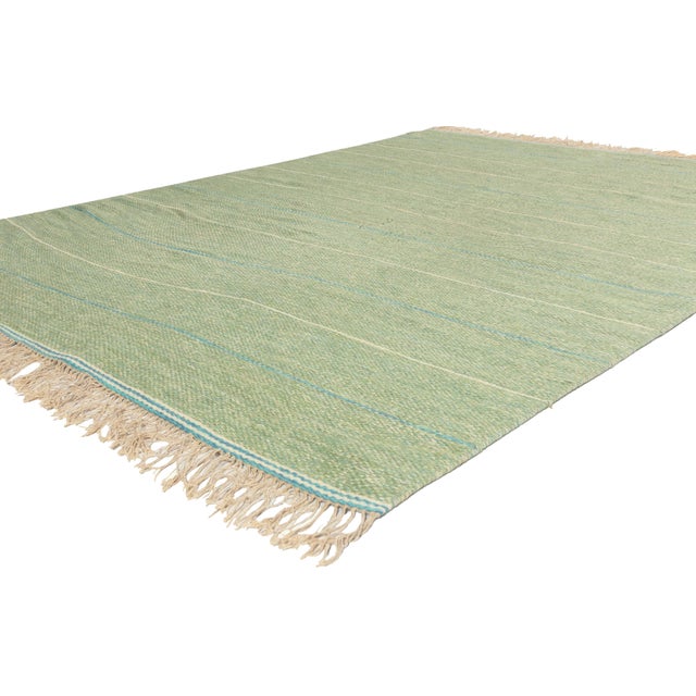 79375 Vintage Swedish Rollakan Rug, 06'02 x 08'05. The Quiet Horizon: A Vintage Swedish Rollakan Masterpiece of Nordic...