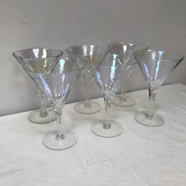 Vintage Iridescent Stemmed Wine Glasses - Set of 6 For Sale In Phoenix - Image 6 of 6
