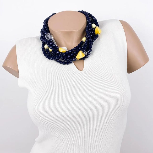 Angela Caputi Angela Caputi Black and Yellow Multi-Strand Resin Choker Necklace For Sale - Image 4 of 10