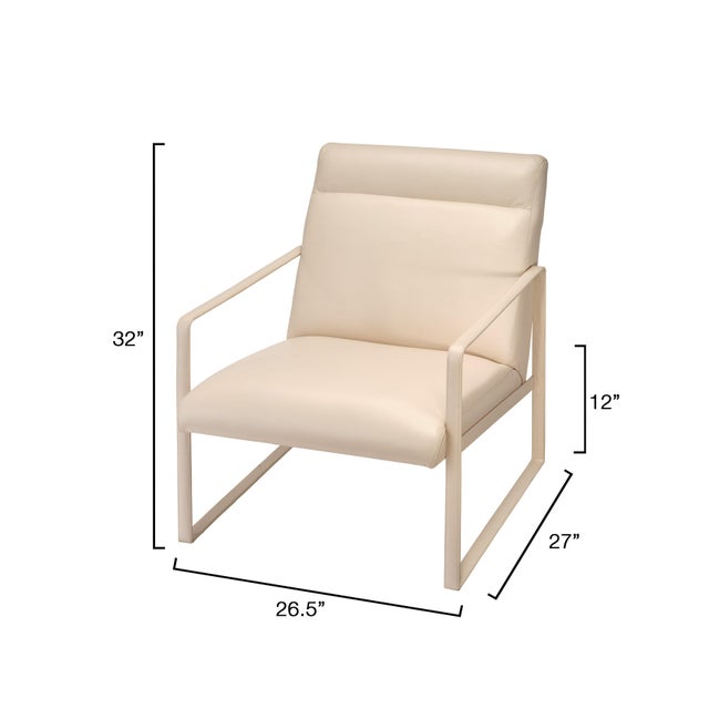 Contemporary Hemingway Accent Chair, Cream Leather For Sale - Image 3 of 9