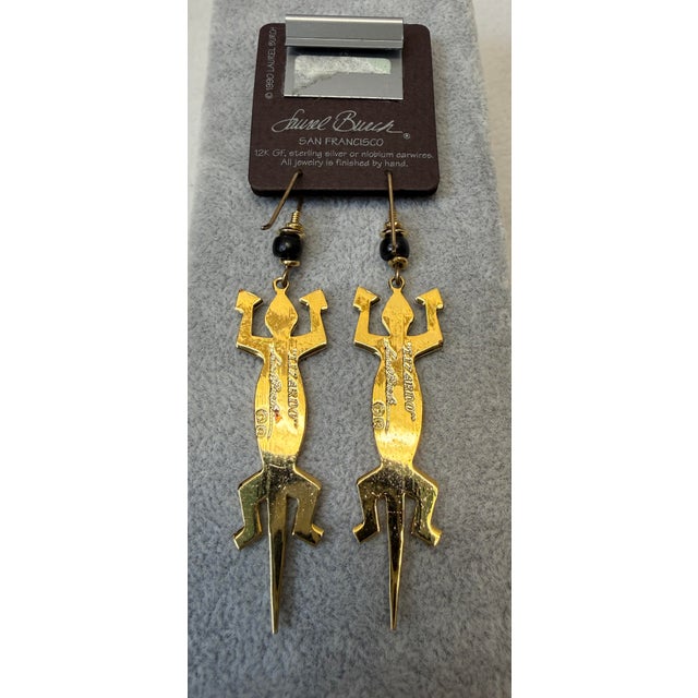 Rustic Laurel Burch Lizard “Lizardo” New With Tag Cardstock 1990 Earrings Southwest For Sale - Image 3 of 7