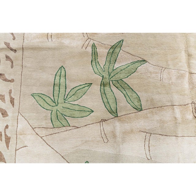 Early 21st Century Modern Tibetan ‘Bamboo’ Botanical Silk & Wool Rug by Doris Leslie Blau For Sale - Image 5 of 9