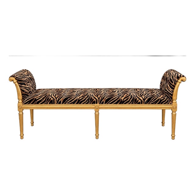 19th Century Italian Gilded Window Bench. For Sale