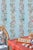 Chinoiserie Mahjong Floral Stripe Grasscloth Wallpaper by House Party | Bam Blue | 8 Yards For Sale - Image 3 of 11