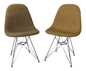 Early Eames Herman Miller DKR Chairs on Eiffel Tower Bases With Covers - a Pair