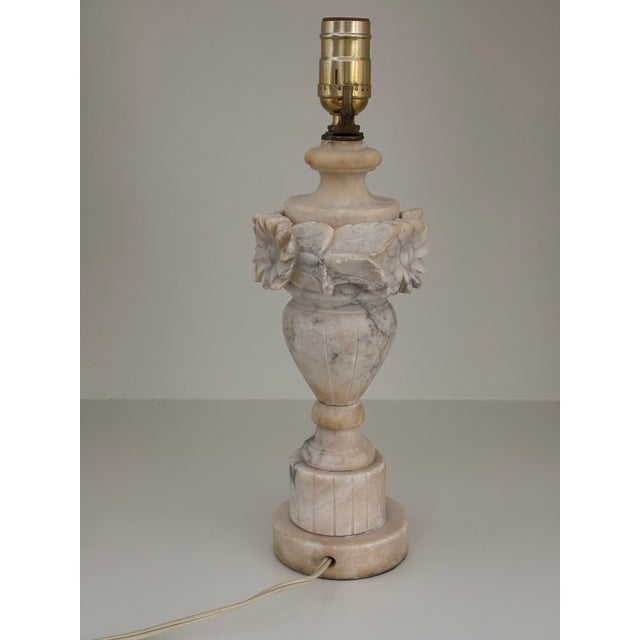 1940s Antique Italian Hand Carved Alabaster Table Lamp For Sale - Image 5 of 18