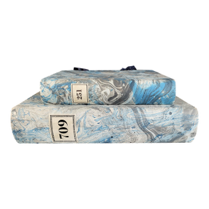 Late 20th Century Hand Painted Marble Decorative Book Boxes - A Pair