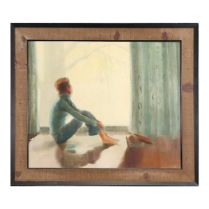 Vintage 20th C Midcentury Modern Figural Oil Painting 44 X 38