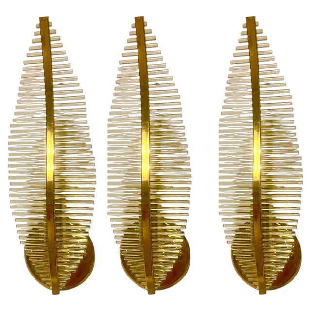 Metal Vintage Italian Glass Wall Lights by Gaetano Sciolari, 1980, Set of 3 For Sale - Image 7 of 7