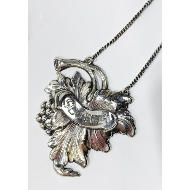 Silverplate Grapevine Motif Liquor Tags Set of 4 - Gin, Vodka, Scotch, Bourbon For Sale In Kansas City - Image 6 of 8
