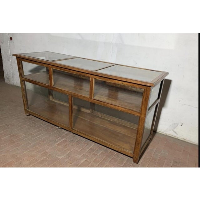 Brown Vintage Exhibitor Counter in Teak For Sale - Image 8 of 12