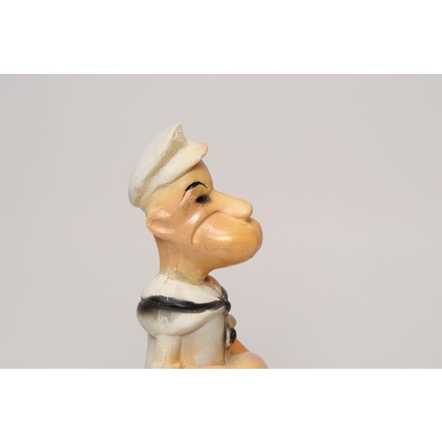 Beige Vintage 1930s Carved and Painted Chalkware Popeye Figurine For Sale - Image 8 of 16