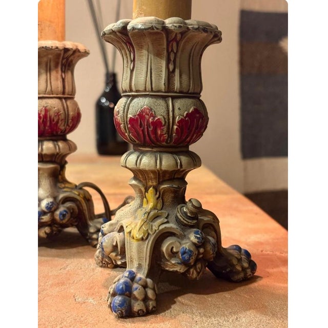 Pair of Antique Roberts Made in USA Cast Iron Table Lamps 1920's Cast iron base measures 6 inches tall x 4.5 inches wide...