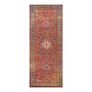 Classy Red Ground With Three Lozenge Motif Herati Design Persian Bakshaiesh Gallery Rug For Sale