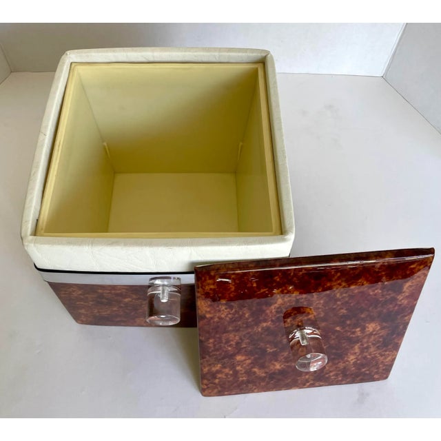 Plastic Vintage Lucite and Faux Burl Vinyl Ice Bucket For Sale - Image 7 of 9