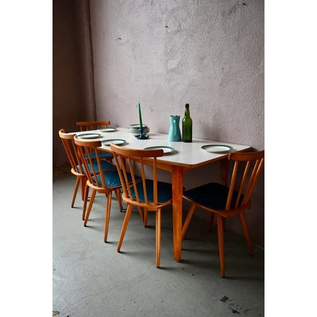 Beige Large Mid-Century Symmetrical Worktop Table, France, 1950s For Sale - Image 8 of 18
