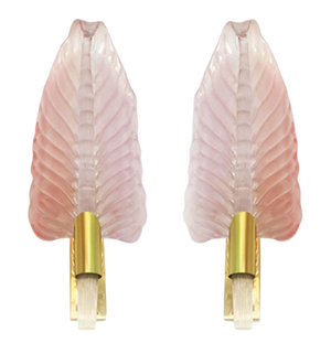 Pink Leaf Murano Glass Wall Sconces by Simoeng, Set of 2