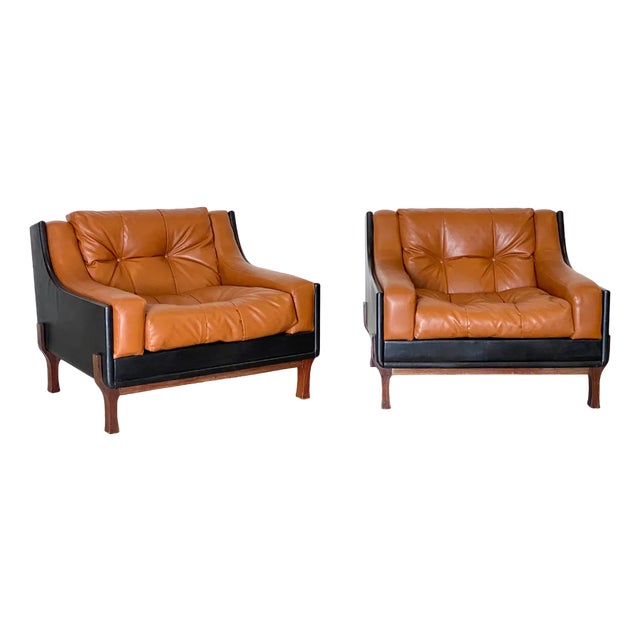 Set of Leatherette Chairs in the style of Claudio Salocchi, 1960s For Sale