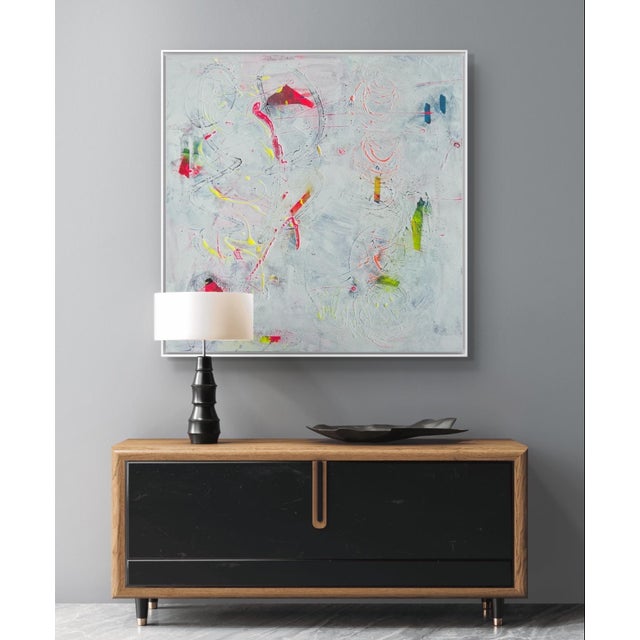 Mirtha Moreno Oil on Canvas Painting Titled “AbEx Whitewash III” 48 x 48 2024 For Sale In West Palm - Image 6 of 11