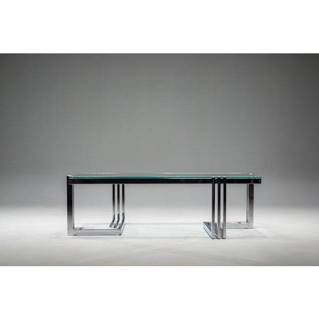 Vintage Coffee Table in Chrome and Glass, 1960s For Sale - Image 9 of 16
