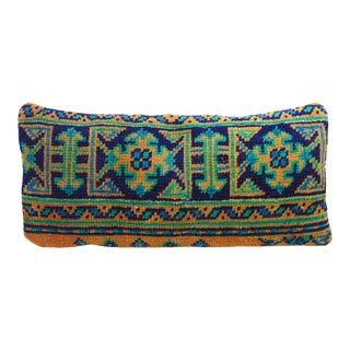 Vintage Turkish Kilim Lumbar Pillow Cover 24x12 For Sale