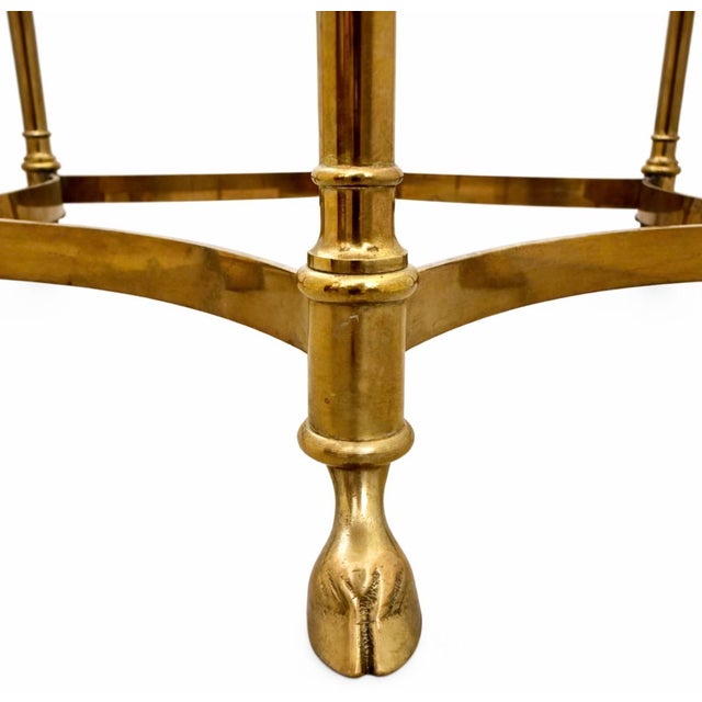 Labarge Labarge Side Table Brass Glass Hoof Footed Hexagonal For Sale - Image 4 of 6