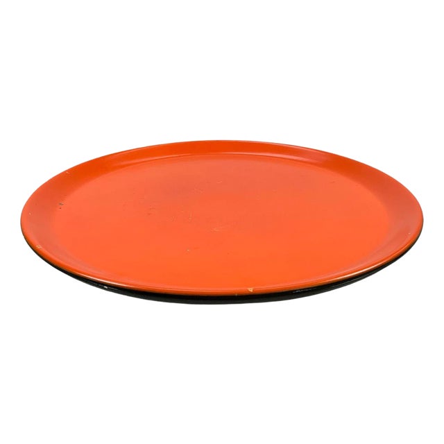 Ceramic Plate Glazed in Orange and Black by Lenci Torino, 1960s For Sale