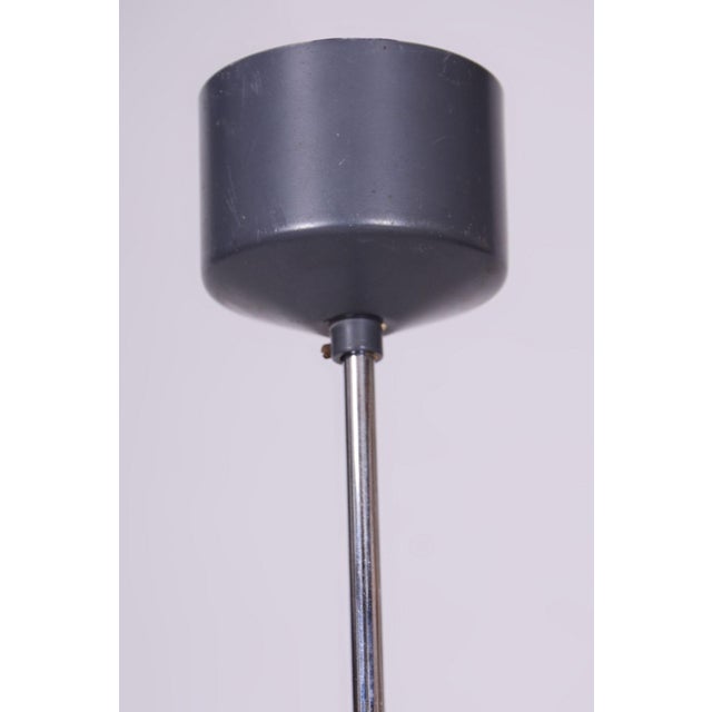 Mid-Century Chandelier in Chromed and Blackened Steel, Czech, 1950s For Sale - Image 4 of 9