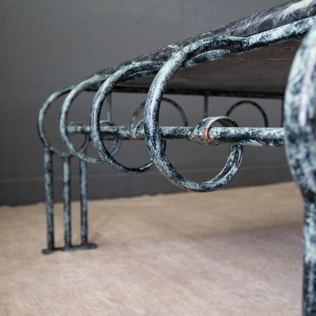 French Art Deco Revival Green Marble and Faux Verdigris Coffee Table For Sale - Image 18 of 18