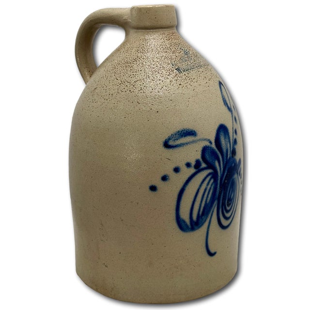 Excellent Antique American 2 Gallon Blue Decorated Stoneware Jug by F B Norton & Co. Worcester Massachusetts 1880s For Sale - Image 4 of 18
