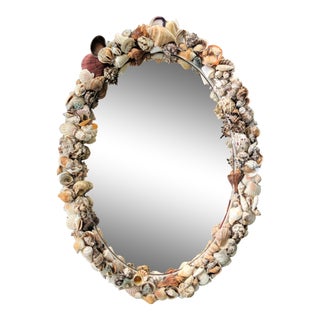 Oval Seashell Encrusted Mirror