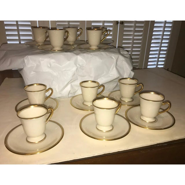 1970s Lenox China Tea Coffee Cups and Saucers 1603/86 Gold Trim- 22 Pieces For Sale - Image 9 of 9