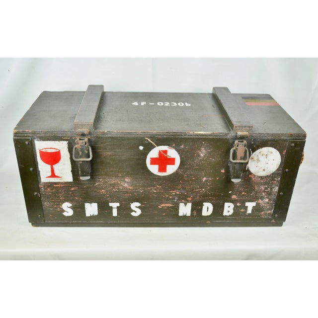 Green Belgian Military Wooden Box, 1960s For Sale - Image 8 of 13