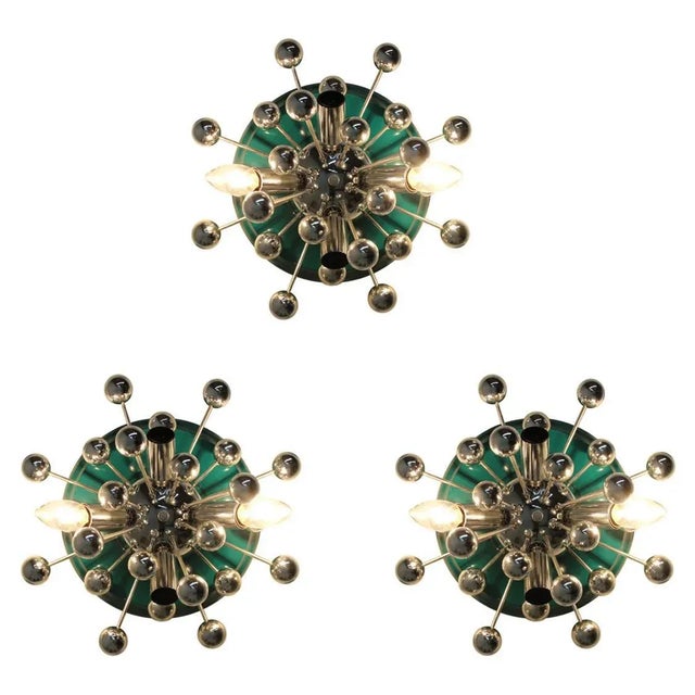 Metal Space Age Sputnik Wall or Table Lamps, 1970s, Set of 3 For Sale - Image 7 of 7