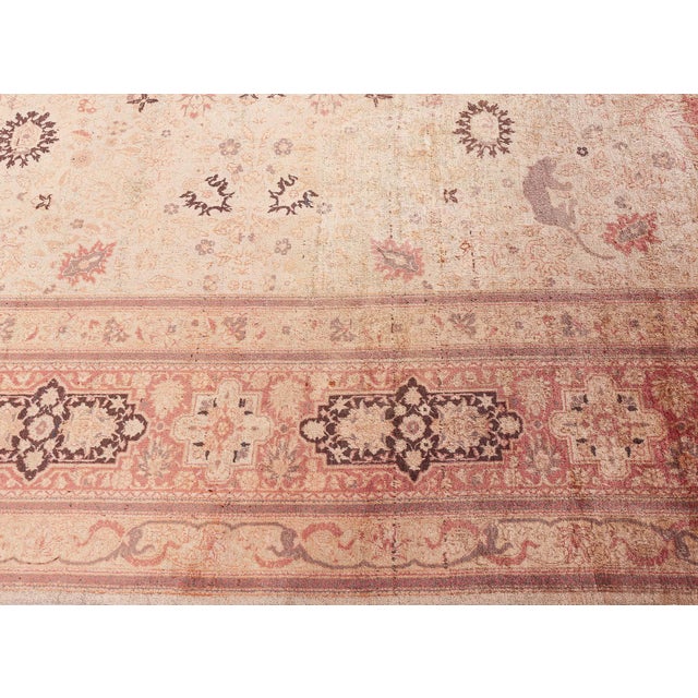Antique Turkish Sivas Animal Botanic Brown Handmade Wool Carpet For Sale - Image 9 of 10