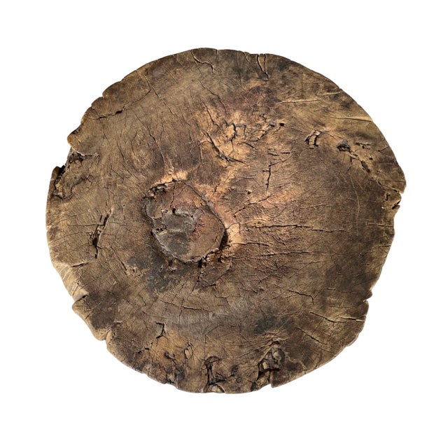 Rustic 19th Century Antique French Butcher Walnut Chopping Block, Side Table For Sale - Image 12 of 12