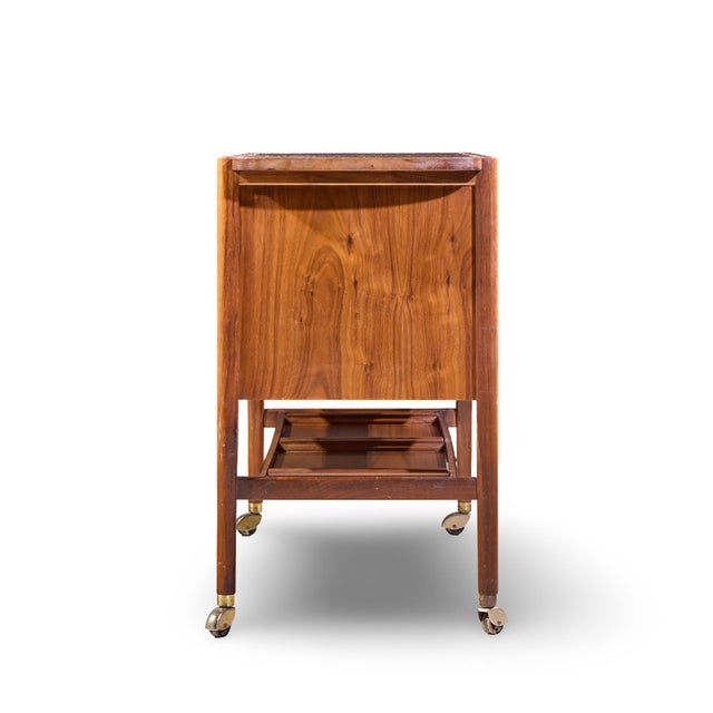 Drexel Declaration Kipp Stewart for Drexel Declaration Mid Century Walnut Tambour Door Bar Cart For Sale - Image 4 of 11