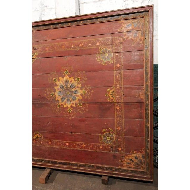 19th Century Painted Wood South Indian Decorative Ceiling Panel For Sale - Image 9 of 10