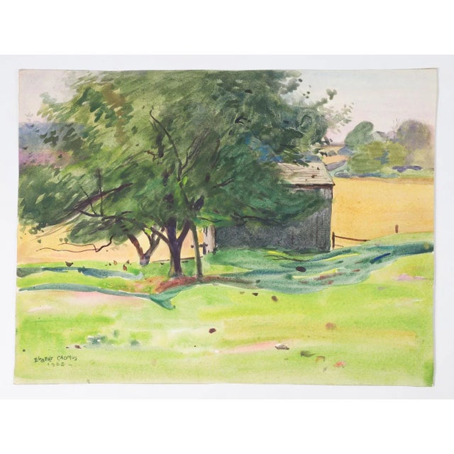 1922 New England Barn and Landscape Watercolor Painting by Egbert Cadmus For Sale In Seattle - Image 6 of 7