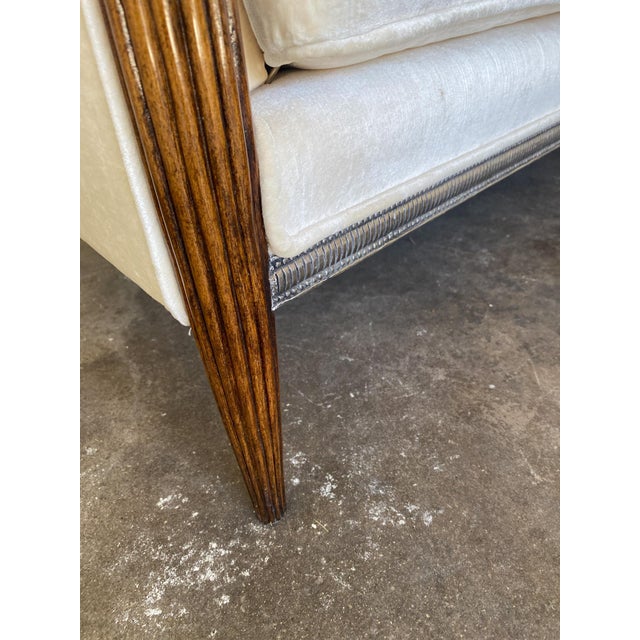 2000 - 2009 Vintage French Neoclassical Style Seamless Upholstered Sofa Button Tufted Back Assembled Sofa For Sale - Image 5 of 14