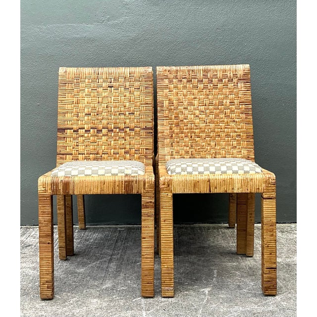 Vintage Woven Rattan Dining Chairs - Set of 4 For Sale - Image 10 of 10